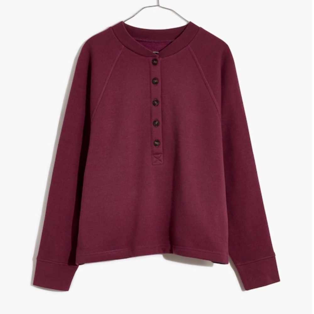 Madewell MWL Betterterry Henley Sweatshirt purple 41843 - Picture 4 of 12